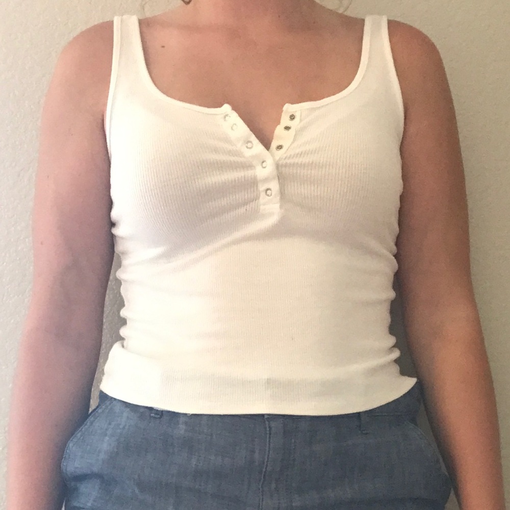 basic white ribbed tank top